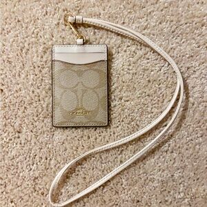 Coach Beige ID Lanyard